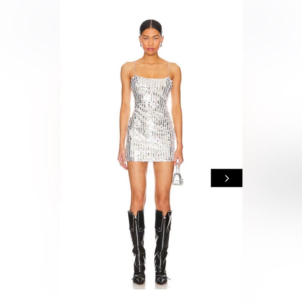 Superdown Silver Sequin Embellished Mini Dress